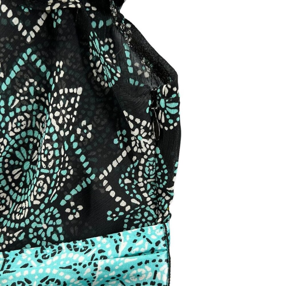 Lane Bryant Womens Plus Size 14/16 Black & Teal Belted Short Sleeve Top V Neck - Picture 7 of 11
